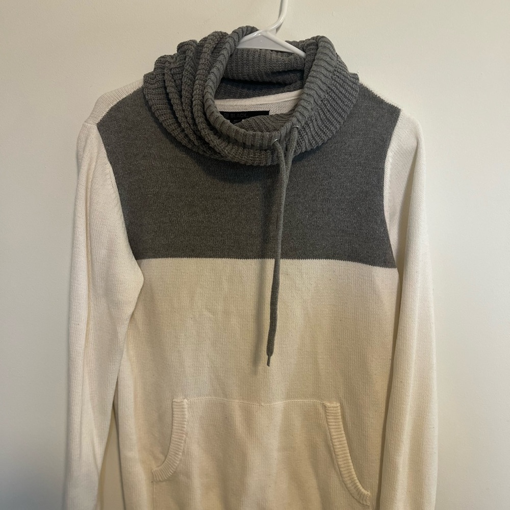 Black Brand Gray and White Turtleneck Sweater